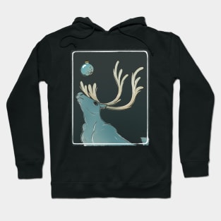 Reindeer Ink Block Style Print Hoodie